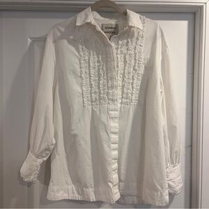 Damson Madder cotton ruffled tuxedo blouse